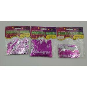 Personalized Name Confetti Samantha Foil Pink & Silver 3 Packs Crafts Birthday